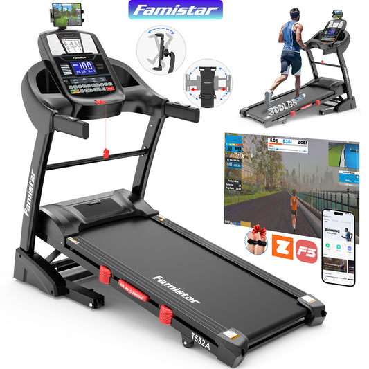 Treadmill with 15% Incline, Treadmills for Home Use, Portable Treadmill with APP Control, 10MPH Folding Treadmill, Shock Absorption, HiFi Stereo Speakers, 300 lbs Capacity