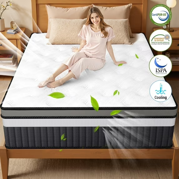 14 Inch Queen Mattress in a Box, Cooling Gel Memory Foam with Pocket Springs, Medium Firm Bed for Cool Sleep & Pressure Relief, Motion Isolation, CertiPUR-US Certified
