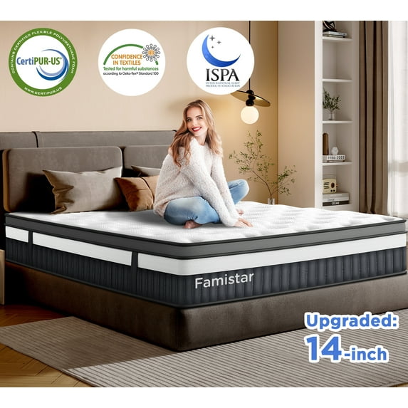 14 Inch Memory Foam Mattress, Queen Size Mattress, Medium Firm, CertiPUR-US Certified, Comfortable Mattress for All Ages