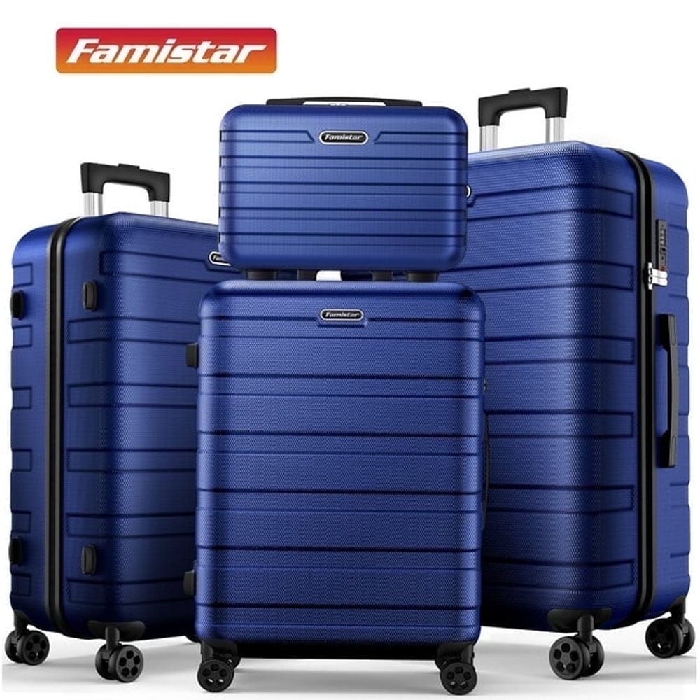 4Pcs Hardshell Luggage Set, Lightweight Suitcases w/ Spinner Wheels, Carry on Luggage, Blue