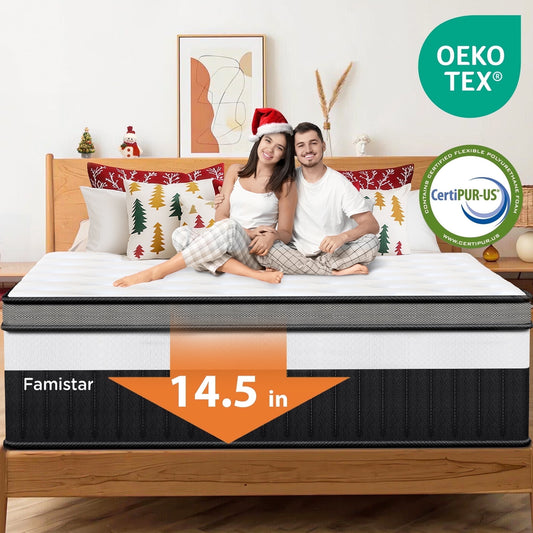 King Mattress, 14inch Memory Foam Mattress, Bed in a Box, Medium Firm, Zoned Pressure Relief