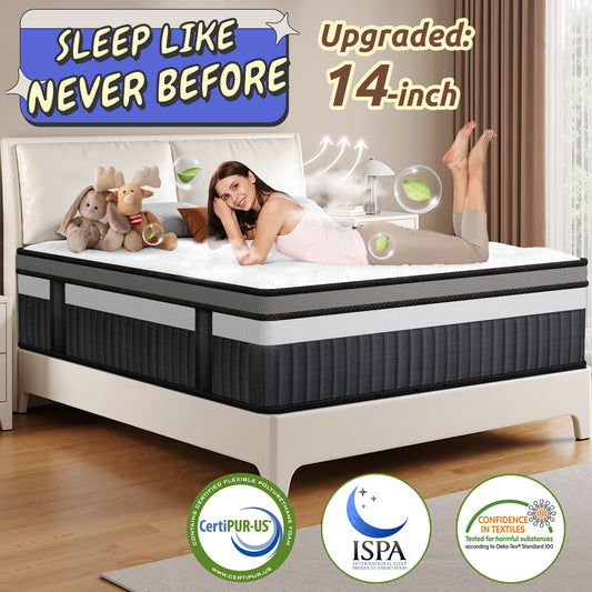 WNANEEZ King Size Mattress in a Box, 14 Inch Gel Memory Foam Mattress for Cool Night & Pressure Relief, Medium Plush Feel with Motion Isolating, Breathable Fabric