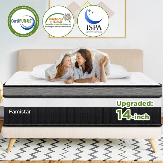 Queen Mattress, 14" Cooling Memory Foam Mattress in a Box, CertiPUR-US Certified, Queen