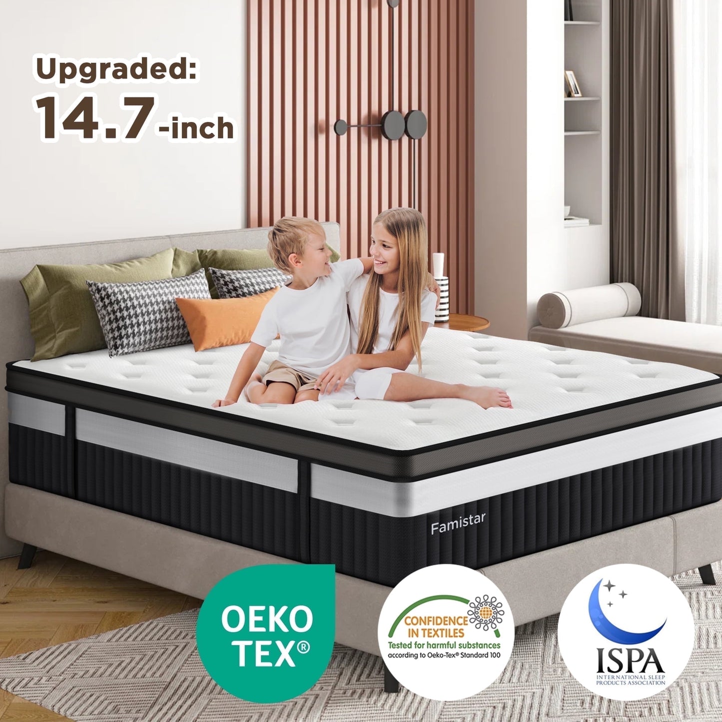 ODYAAZ Queen Size Mattress, 14 Inch Memory Foam Hybrid Mattress in a Box, Breathable Bed Mattress for Cooler Sleep Supportive