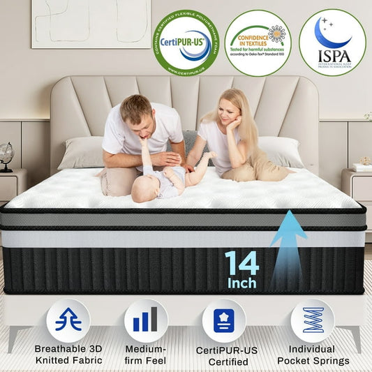 14in Gel Memory Foam Queen Mattress in a Box