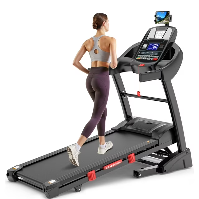 Foldable Treadmill with 300lbs Capacity, Automatic Incline Treadmill with Powerful Motor, Bluetooth & Smart App Control,Ideal for Home Fitness, Walking, Jogging & Running