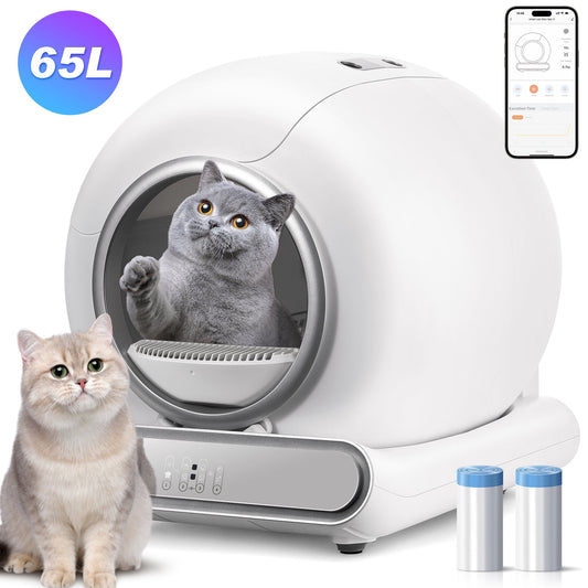 Self-Cleaning Automatic Cat Litter Box w/ Odor-Free Technology, Remote APP Control, 18Lbs Weight Capacity