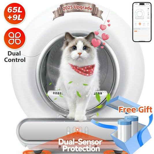 Self Cleaning Cat Litter Box, Automatic Litter Box w/ Liner, Sensor Protection for Multi Cat