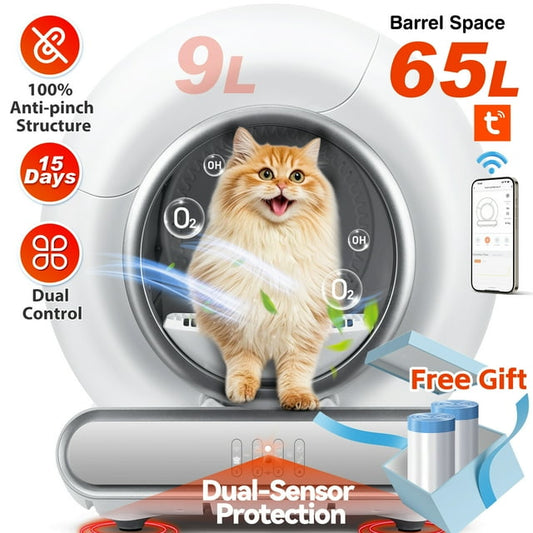 Self Cleaning Cat Litter Box, Automatic Litter Box w/ Liner, Sensor Protection for Multi Cat