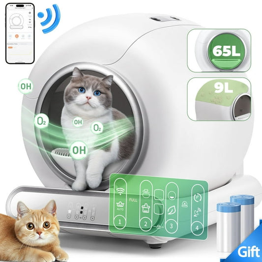 Automatic Self-Cleaning Cat Litter Box for Muti Cat with Odor Removal, Safety Protection