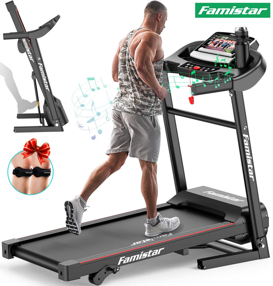 Holiday Clearance Folding Incline Treadmill for Home with Smart LCD Display, 265lbs, 12 Programs 3 Modes, MP3 Music Speaker, 2.5HP Electric Foldable Treadmill Running Machine, Knee Strap Gift