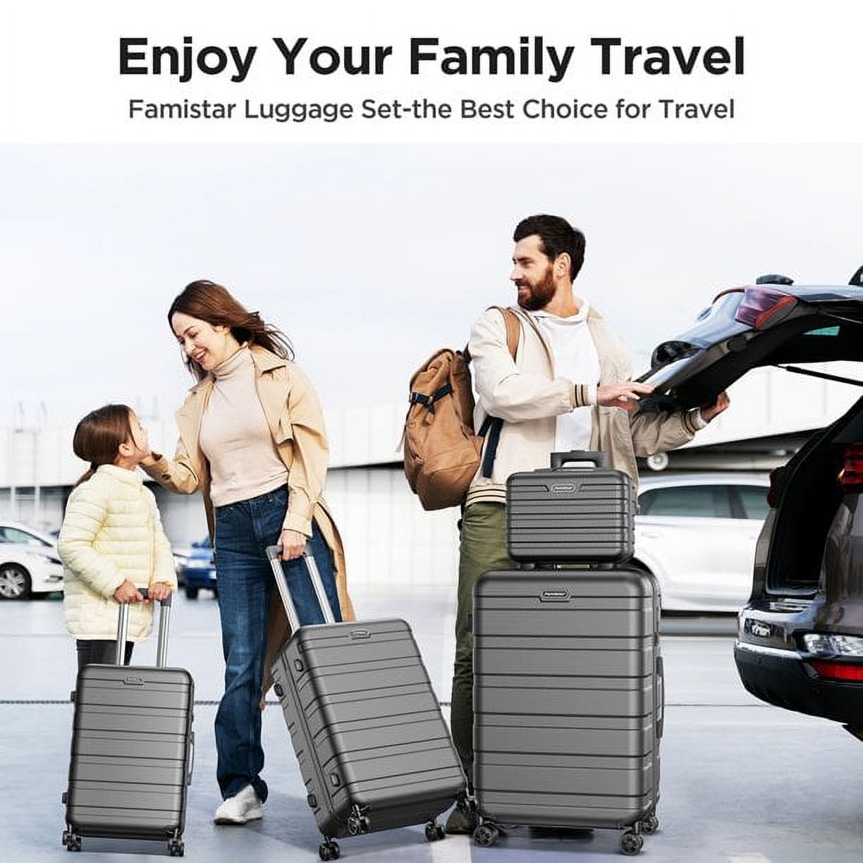 MAJUNES 5 Piece Hardside Luggage Suitcase Set with 360° Double Spinner Wheels Integrated TSA Lock ABS Hardshell Luggage for Travel Trips Business