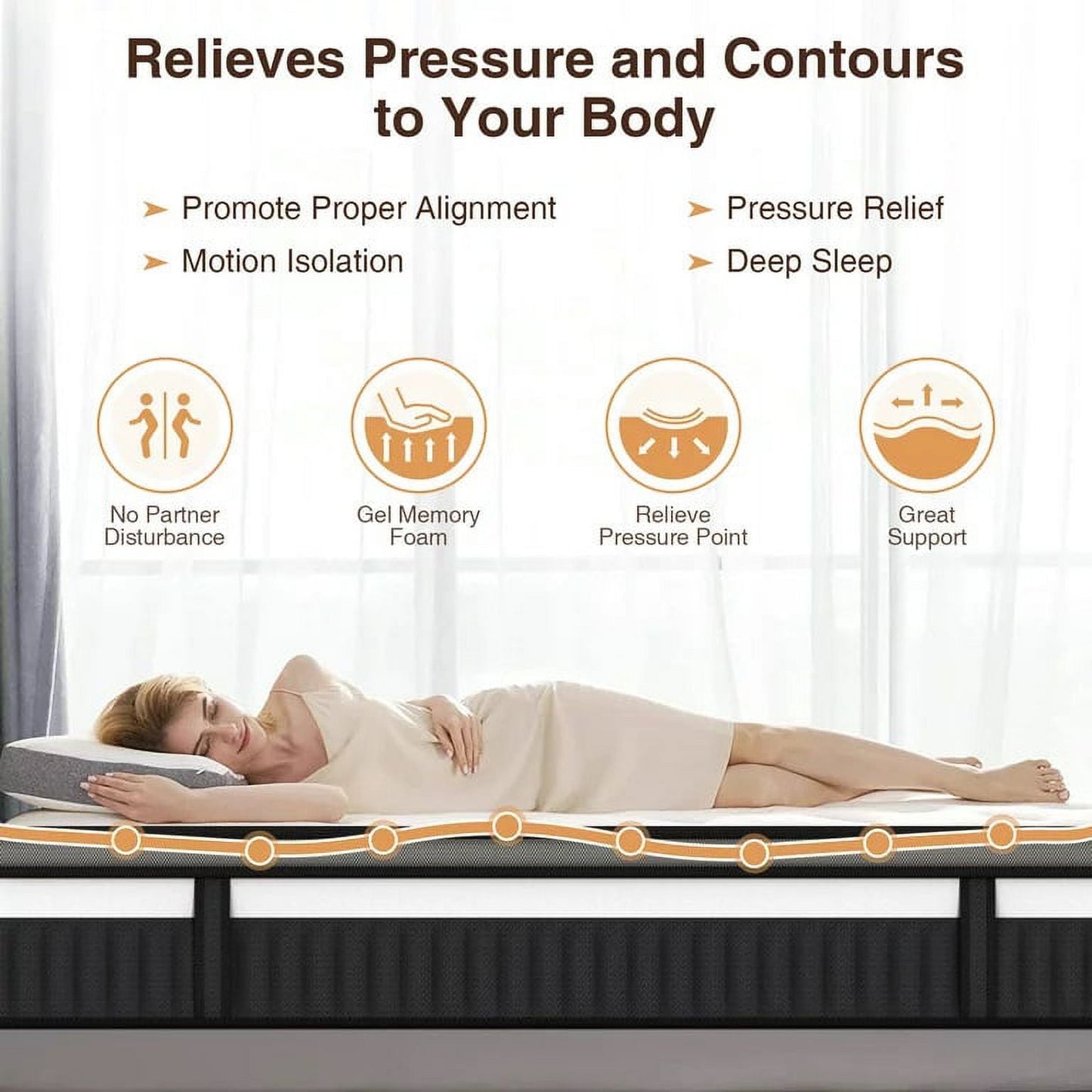 MAJUNES 14 Inch King Size Mattress, Hybrid Gel Foam Mattress in a Box, Medium Firm,Cooling & Breathable Fabric