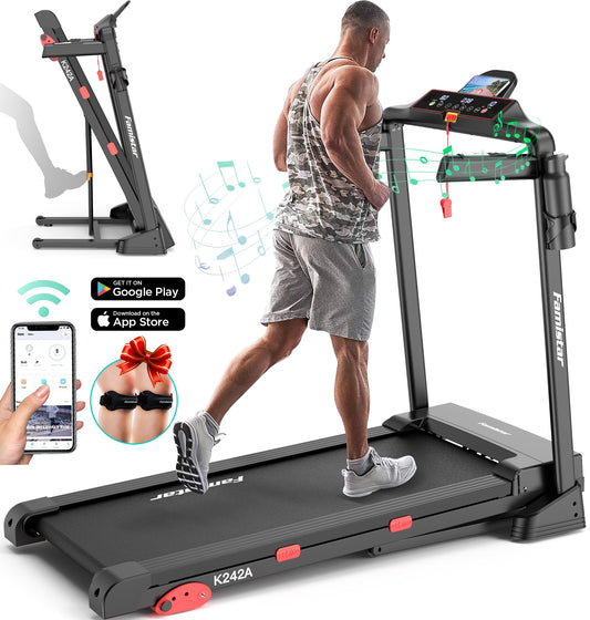 Folding Treadmill Clearance for Home with Adjustable Incline, Smart APP, 8MPH Speed, 250lbs, HiFi Bluetooth Speakers, 15 Programs 3 Modes, 3.0HP Foldable Compact Treadmill Walking Running Machine