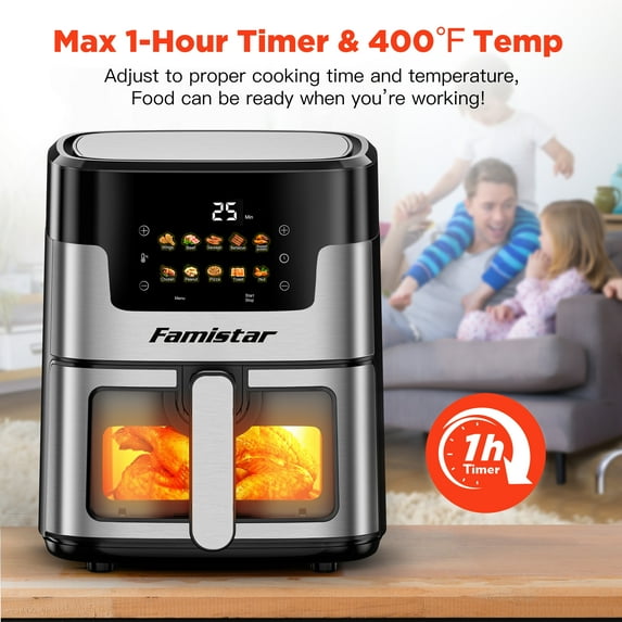 ODYAAZ Air Fryer Oven 10 Preset Cookings, Portable Air Fryer w/ Large 7.5 QT, Touch Screen, Dishwasher-Safe W/100 Pcs Liners