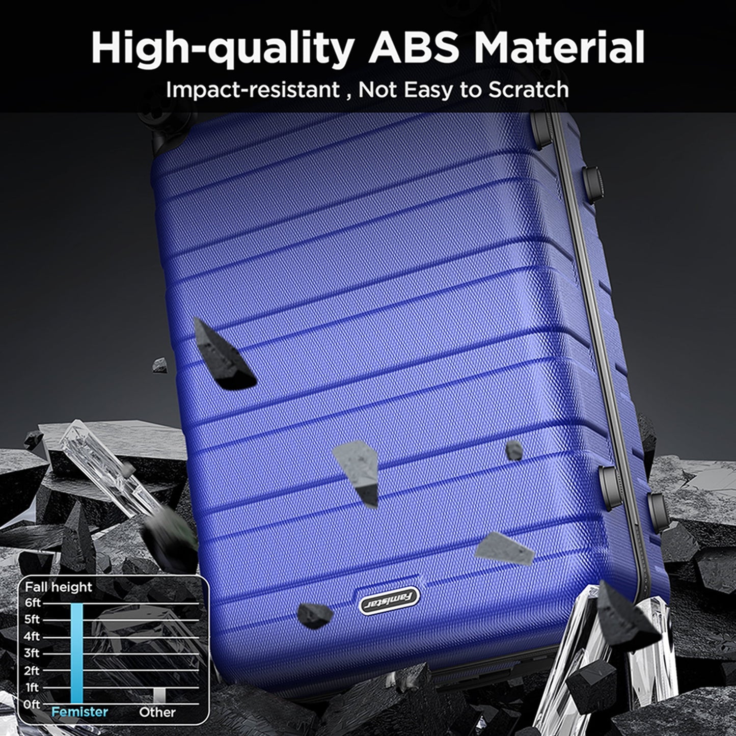 MAJUNES 4 Pcs Luggage Sets, ABS Hardshell Suitcase w/ Dual 360° Spinner Wheels & TSA Lock, Lightweight Durable Hardside Carry on Luggage for Travel, Deep Blue