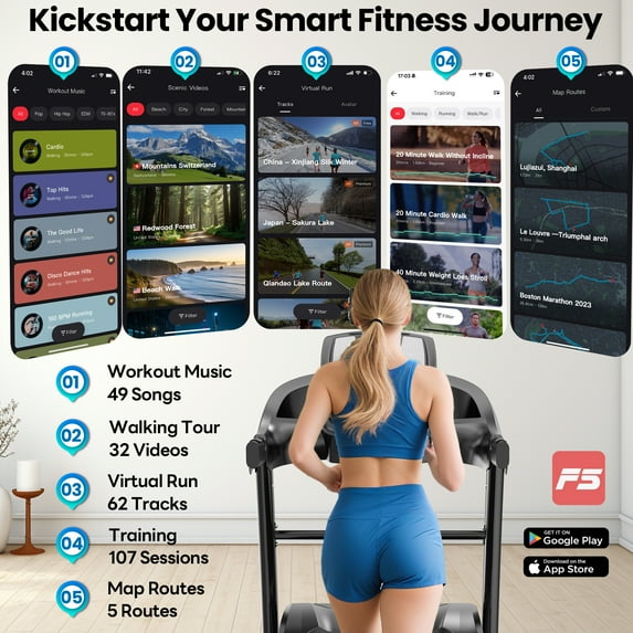 Famistar 15% Auto Incline Treadmill 5.1HP for Home, Folding Treadmill w/ 300LB Capacity, Dual HiFi Speaker