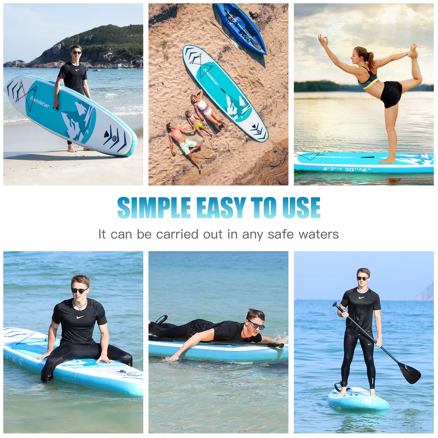 8.7 ft Inflatable Stand Up Paddle Board for Youth & Adult, with Adjustable Paddl