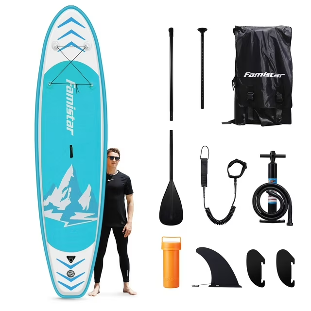 8'7" Inflatable Stand Up Paddle Board SUP w/ 3 Fins, Adjustable Paddle, Pump & Carrying Backpack